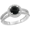 thumbnail image 1 of Divine_creation 2.45 Ct Round Cut Black Diamond Wedding Engagement Thanksgiving Christmas Halo Ring 14K White Gold Plated 925 Sterling Silver For Women's -6.5, 1 of 3