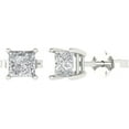 thumbnail image 1 of Divine_creation 925 Sterling Silver 1.33 Ct Princess Cut White Diamond Push Back Stud Earring's 14K White Gold Plated For Women's, 1 of 3