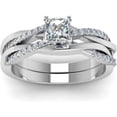 thumbnail image 1 of Divine_creation 925 Sterling Silver 2.31 Ct Princess Cut Diamond Wedding Bridal Ring Set 14K White Gold Plated For Women's -6, 1 of 2