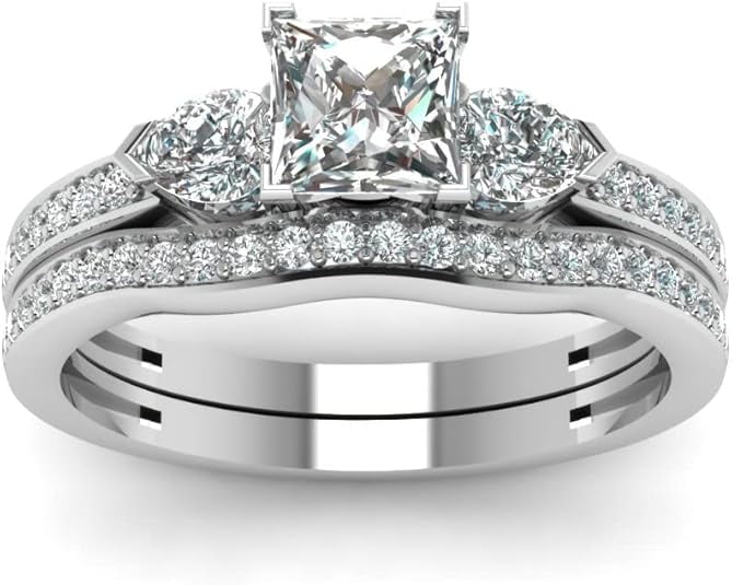 Divine_creation 925 Sterling Silver 2.32 Ct Princess Cut White Diamond ...