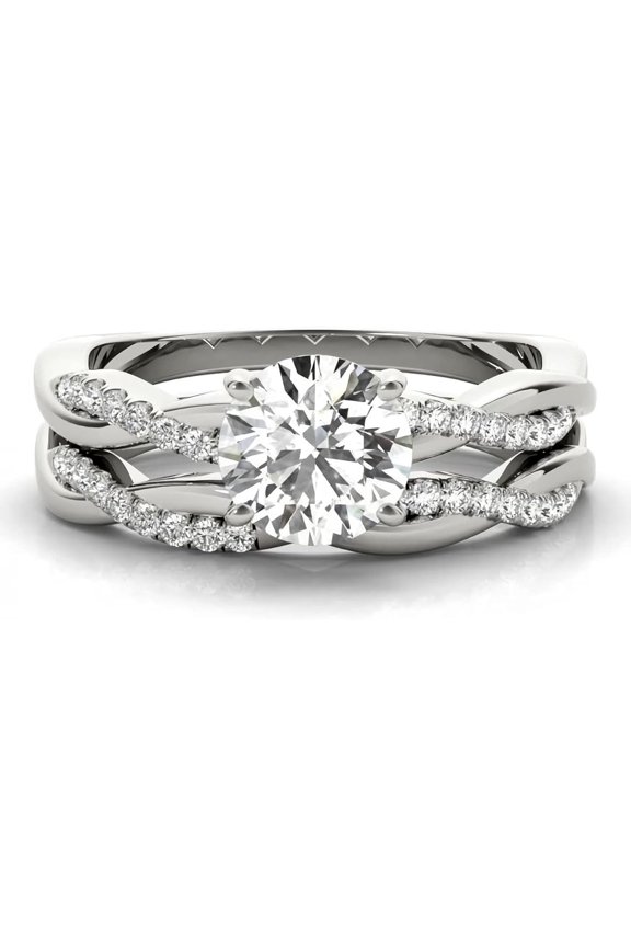 Women's 14K White Gold Plated 2.15 Ct Round Cut White Diamond Engagement Thanksgiving Christmas Bridal Ring Set 925 Sterling Silver -4