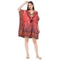 thumbnail image 1 of Divine threads Women’s Short Kimono Tunic Kaftan Plus Size Dashiki Caftan Summer Beach Wear (ST- Red, Regular), 1 of 4