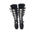 thumbnail image 1 of Divines Devil Women Gothic Platform Boots Vegan Combat Chunky Punk Buckle Strap Metal Plates Size 8, 1 of 6