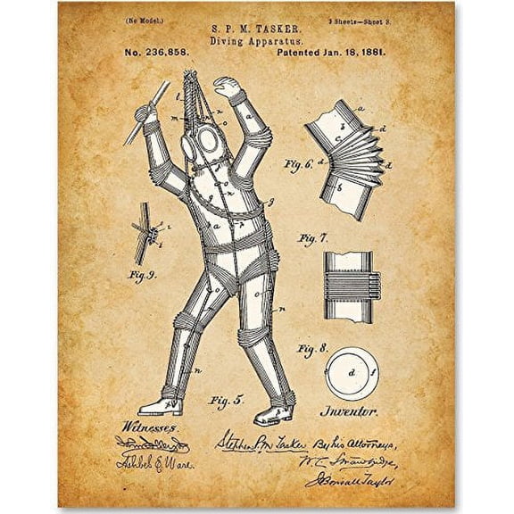 Diving Apparatus - 11x14 Unframed Patent Print - Great Gift for Scuba Divers