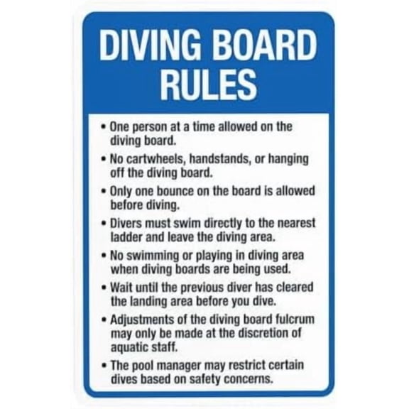 Diving Board Rules Warning Sign, Pool Rules Metal Signs for Home Business Outdoor Indoor Road Yard Garage Street Wall Caution Custom Decor 8 x 12 Inch
