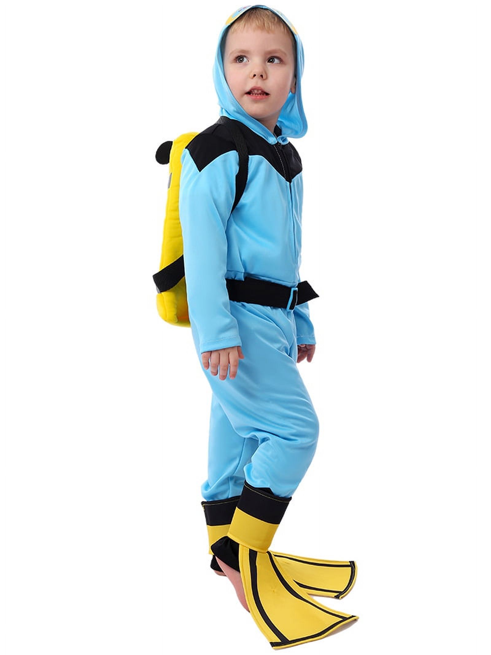 Diving Costume For Kids Career Roleplaying Clothing Set, Boys Girls Blue Jumpsuit