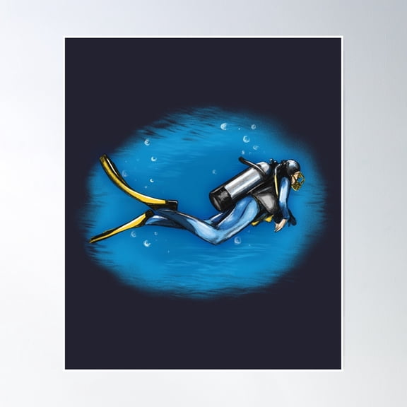 Diving, Diver Poster Wall Art, Modern Wall Decor, 8x12 UNFRAMED