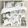 thumbnail image 1 of Diving Duvet Cover Set, Life of Aquaticmed Marine Mermaid Snorkeling Octopus Sketchy Design, Decorative 3 Piece Bedding Set with 2 Pillow Shams, Queen Size, Olive Green White, by Ambesonne, 1 of 3