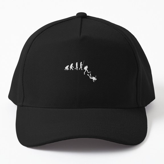 Diving Evolution Baseball Hat, Evolution of Man Scuba Ocean Adventure Design Cap