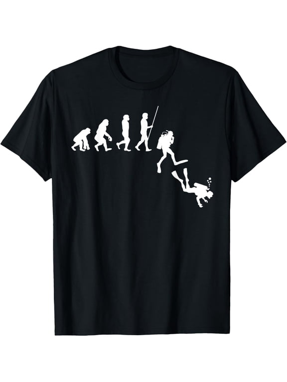 Diving Evolution | Evolution of Man Funny Scuba Dive Ocean T-Shirt men and women can wear, black, white, gifts