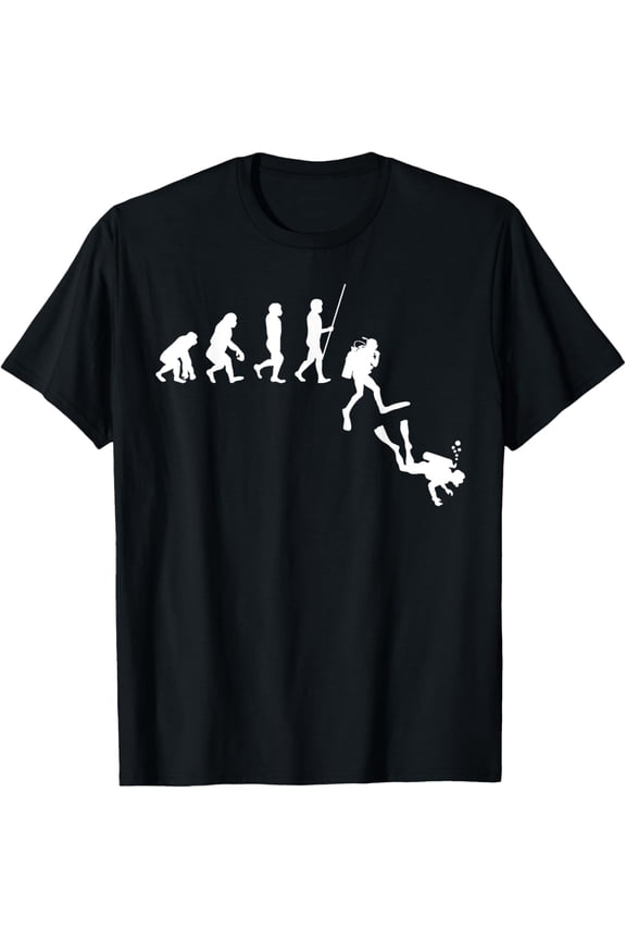 Diving Evolution | Evolution of Man Funny Scuba Dive Ocean T-Shirt men and women can wear, black, white, gifts