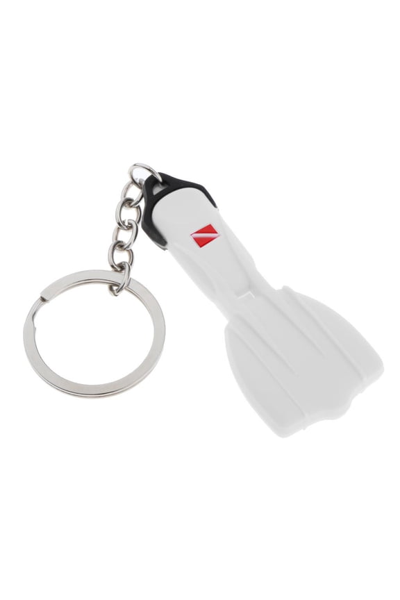Diving Fin Key Chain Diver Car Motorbike Keyring Charm Dive Bag Zipper Tag Gift - White, 7.5cm