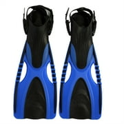Diving Fins Snorkeling Swimming Fins Adult Powerful Open Heel Scuba Fins Swimming Equipment Outdoor Style Adult Powerful Open Heel Scuba Fins Adjustable connected power long Diving Fins Blue S/M