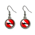 thumbnail image 1 of Diving Flag - Scuba Diver Dive - Shark Dangling Drop Earrings, 1 of 1