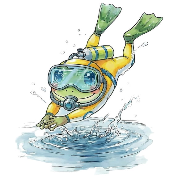 Diving Frog Wall Sticker - Playful Decorative Decal for Home and Office Decor