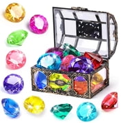 Diving Gem Pool Toy Set, Colorful Diamond Treasure Box, Underwater Sinking Swim Toys for Kids Pool Bath Party