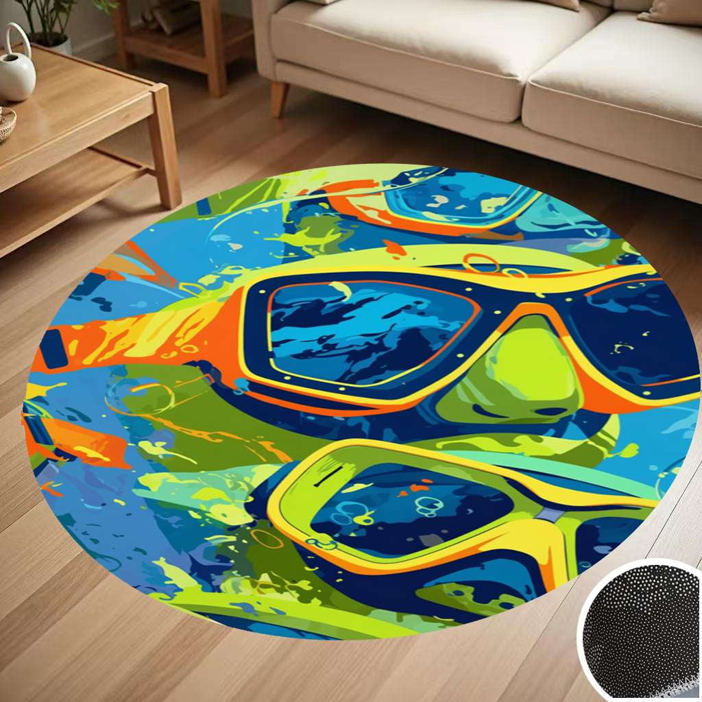 Diving Goggles Diving Enthusiast Round Carpet Living Room Bedroom Home ...