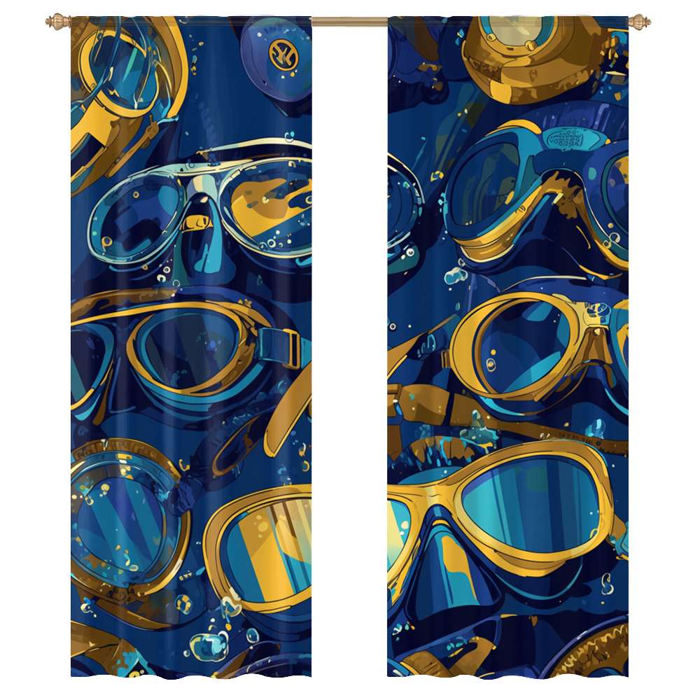 View of Diving Goggles Diving Enthusiast Sheer Window Curtains for Living Room ...