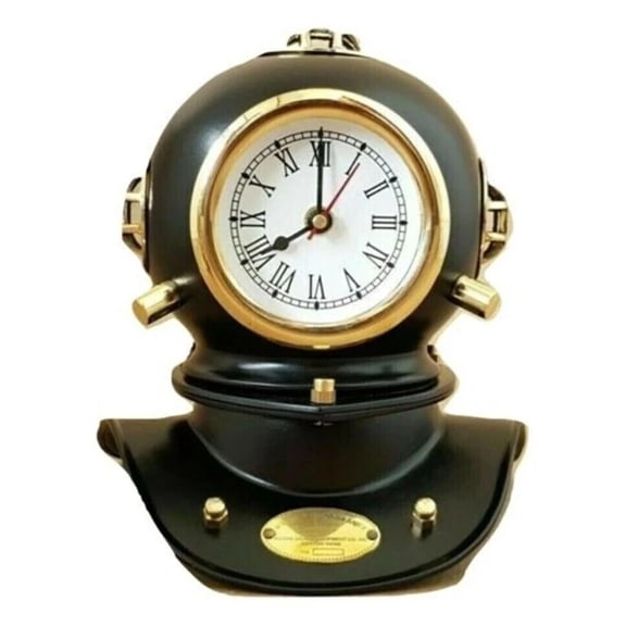 Diving Helmet Clock Diving Helmet Style US Navy Deep Sea Scuba Dive Decorative Clock, Black