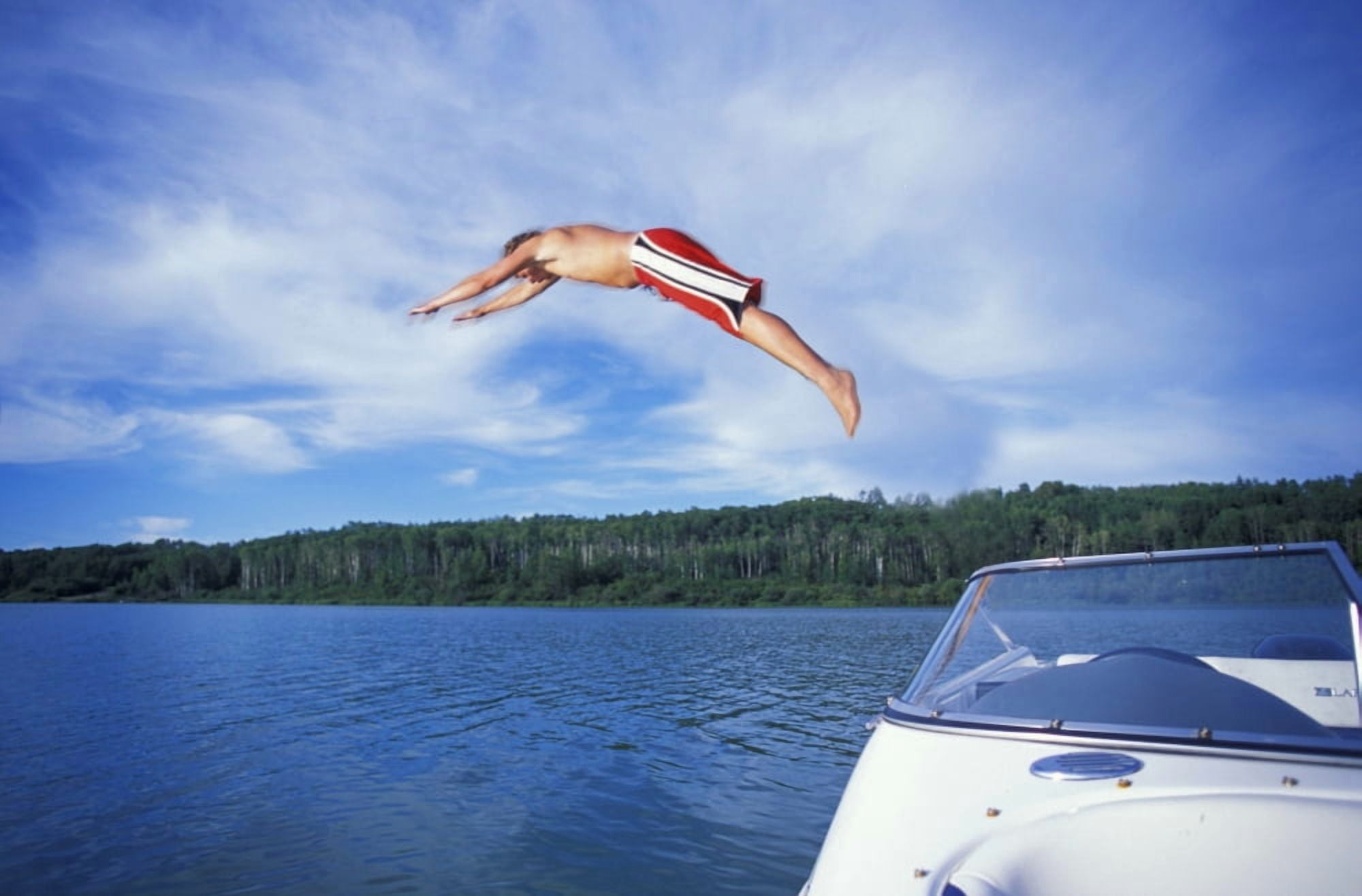 Diving Into A Lake Canvas Art - Darren Greenwood Design Pics (34 x 22)