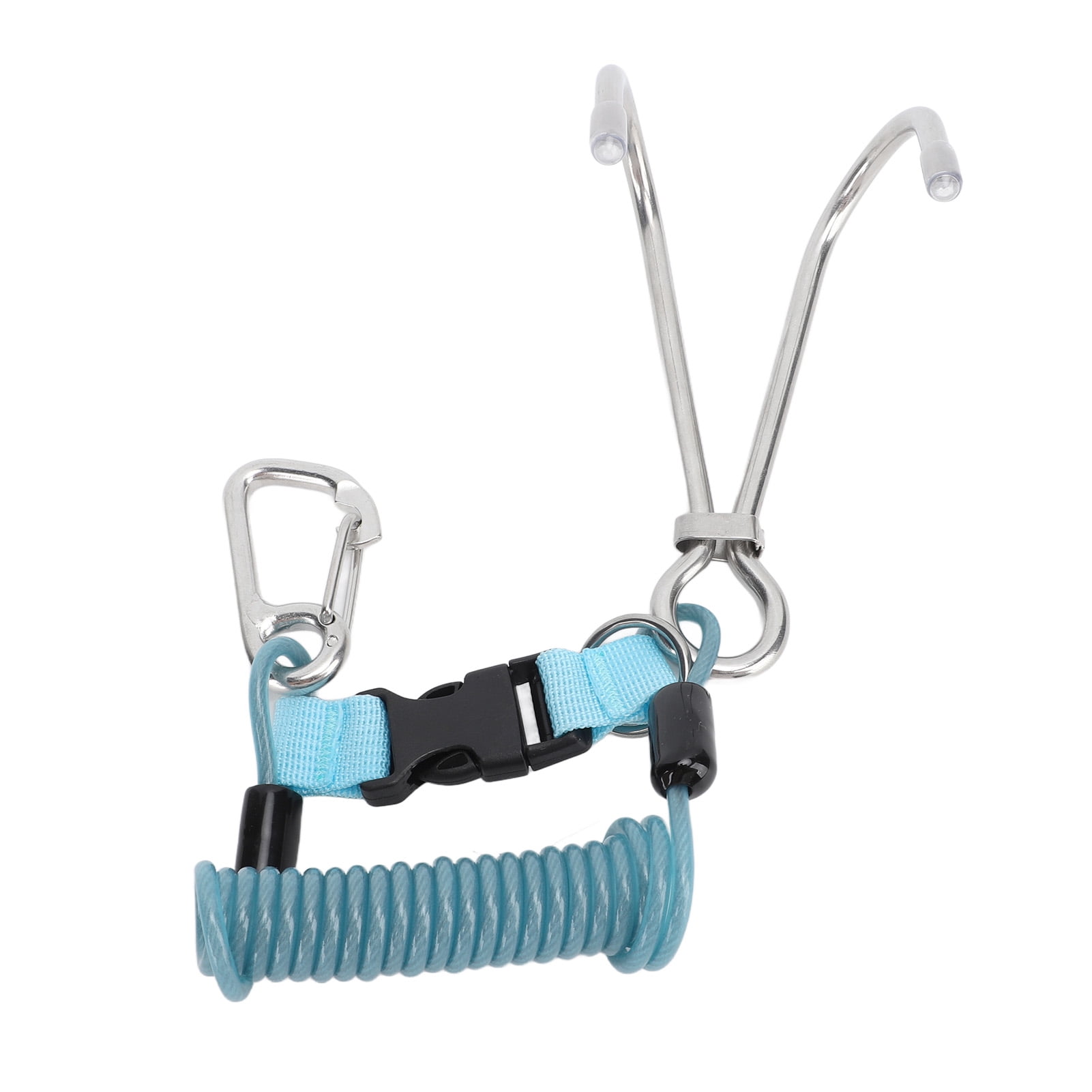 Diving Lanyard, Stainless Steel Double End Snap Clip Spring Coiled Lanyard With Quick Release