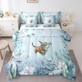 thumbnail image 1 of Diving Cat Bed in a Bag Queen Comforter Set 7 Piece,Teal Blue Ocean Beach Coastal Bedding Set Starfish Octopus Sheet Set,Underwater Creature Coral Bed Set,Kawaii Fish Room Decor, 1 of 5