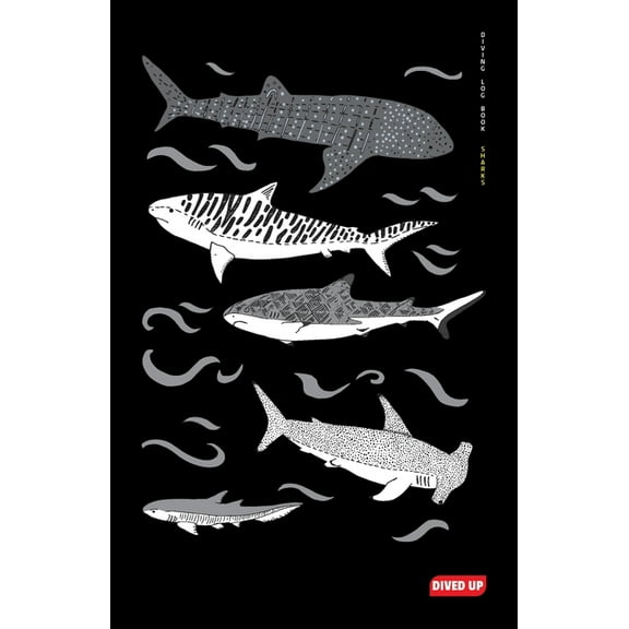 Diving Log Book: Sharks, (Paperback)