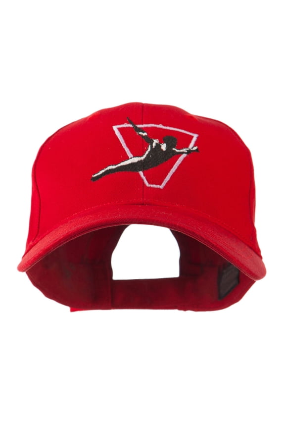Diving Man Logo Embroidered Cap - Red OSFM