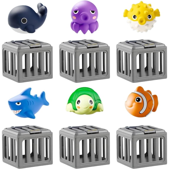 Diving Pool Toys, Easy Release, 7.6x7.6x7.5cm, Water Swimming Dive Pool Game, Fish Box Floating Animals, Wide Usage, for Boys, Girls, Summer Vacation, Backyard