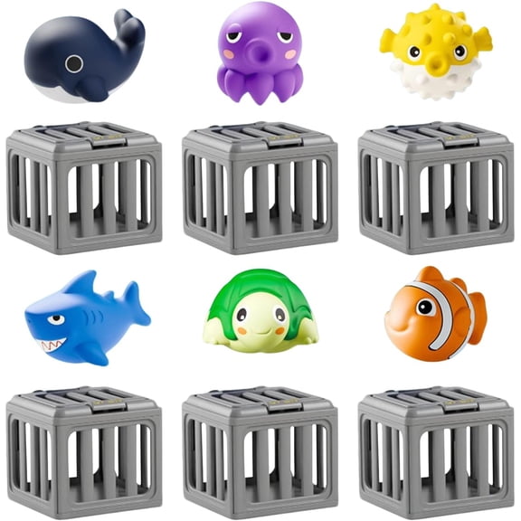 Diving Pool Toys, Easy Release, 7.6x7.6x7.5cm, Water Swimming Dive Pool Game, Fish Box Floating Animals, Wide Usage, for Boys, Girls, Summer Vacation, Backyard