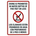 thumbnail image 1 of Diving Is Prohibited In Water Depths Of Five Feet Or Less Warning Sign, Pool Rules Security Metal Signs for Home Busines Outdoor Indoor Street Wall Caution Decor 8 x 12 Inch, 1 of 4