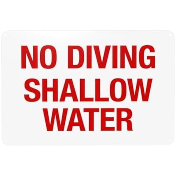 No Diving Shallow Water Warning Sign, Pool Rules Security Metal Signs for Home Business Outdoor Indoor Road Yard Garage Street Wall Safety Caution Custom Decor 12 x 8 Inch