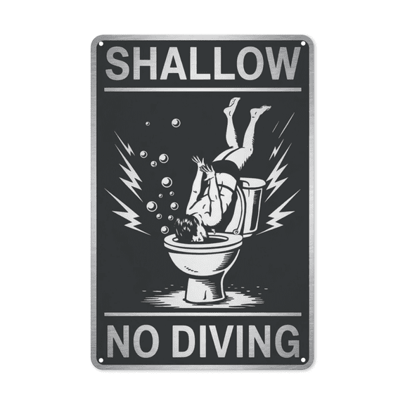 No Diving Shallow Water metal sign Vintage Pool Decor Warning Safety Sign Perfect Hanging Beach Club Health Care With Weatherproof Coating Lifeguard Gift Water Safety Group 8x12 inch metal sign