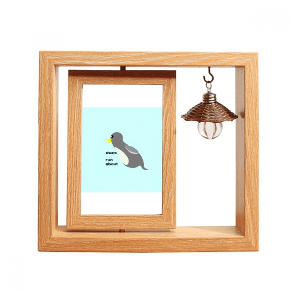 Diving Sprint Penguin Art Deco  Fashion Wooden Rotating Picture Photo Frame 4x6