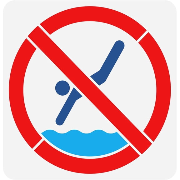 No Diving Swimming Stencil 11.8x11.8 inch No Swimming Symbol Painting Stencil Plastic Warning Sign Stencils Reusable Stencils for DIY Lake Beach Fish Pond Deep Water Sign Making DIY