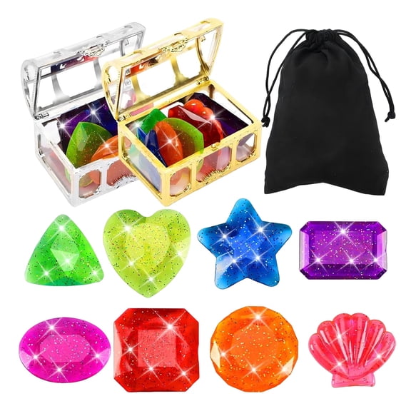Diving To-ys Pool To-ys with Beach Essentials for Water Wave Pool Diving Game Treasure Chest Sinking Gemstone Treasures Training SetsColored