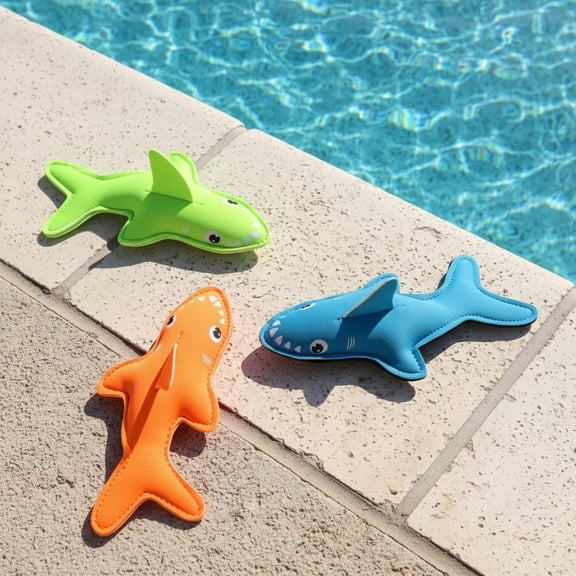 Diving Toys for Kids Neoprene Pool Toys Ideal for Summer Water Games and Swim Training 3 PCS (shark)