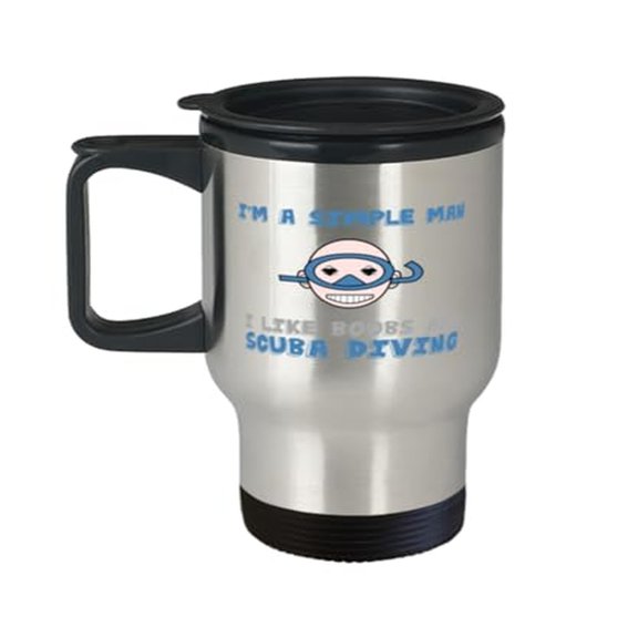 Funny Diving Travel Mug - "I'm A Simple Man" 14oz Scuba Diving Gift