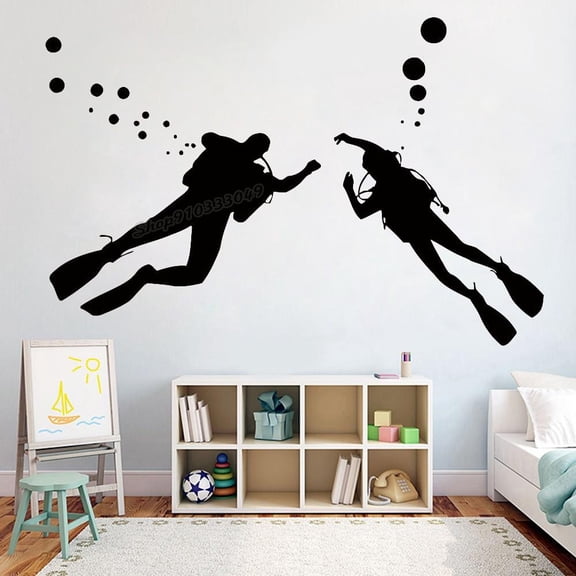 Diving Wall Stickers Vinyl Sticker Ocean Sea diver Wall Decal For Kids Rooms Living Room Decor Poster Home Decor Design 64x42cm