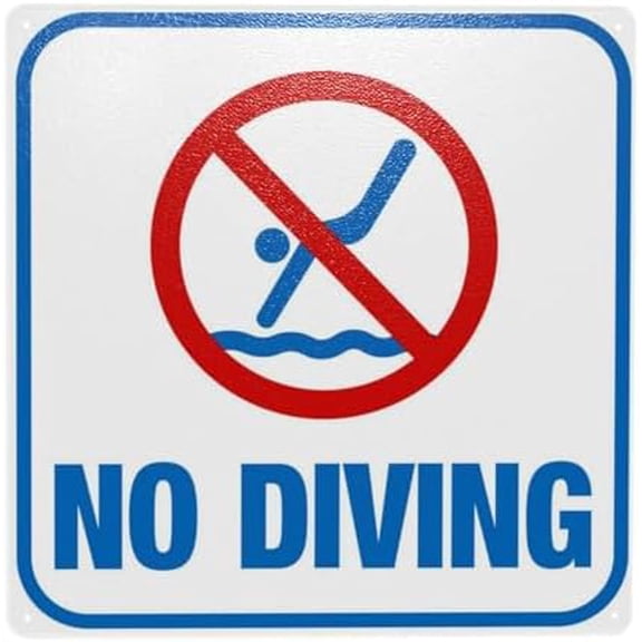 No Diving Warning Sign, Pool Rules Security Metal Signs for Home Business Outdoor Indoor Road Yard Garage Street Wall Safety Caution Custom Decor 12 x 12 Inch
