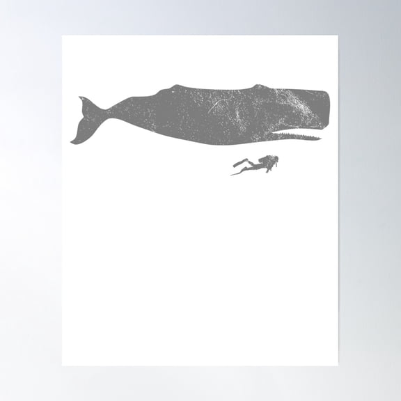 Diving Whale Poster Wall Art, Modern Wall Decor, 8x12 UNFRAMED