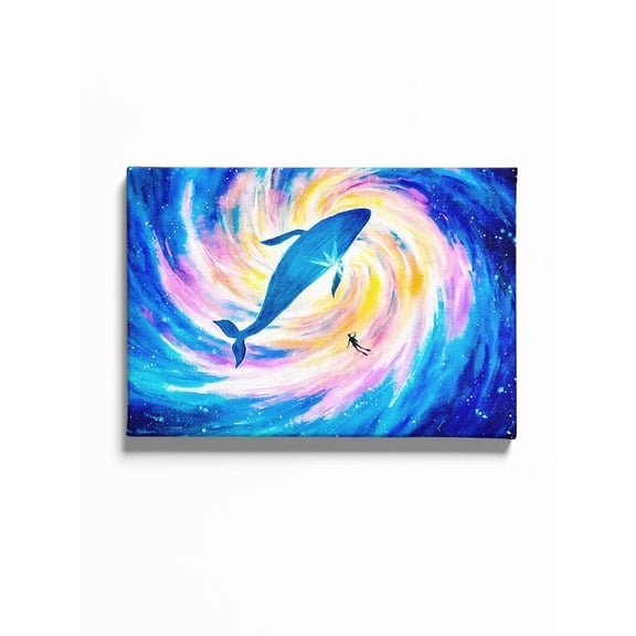 Diving With Whale In Space 20x30 Canvas -Image by Shutterstock,
