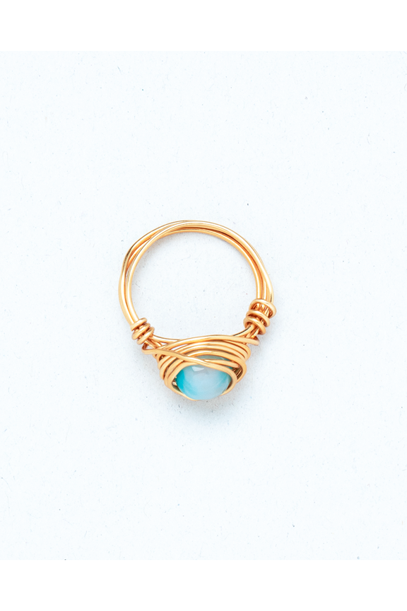Divinita Entorchado Ring in Sky Blue Agate