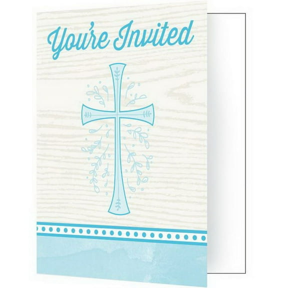 Divinity Blue Cross 8 Ct Invitations Baptism Confirmation Communion Christening