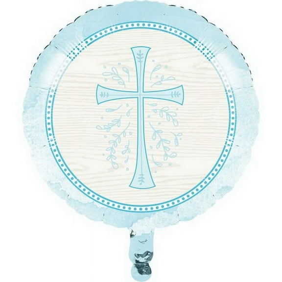 Divinity Blue Cross Christian Religious Theme Party Decoration 18" Mylar Balloon