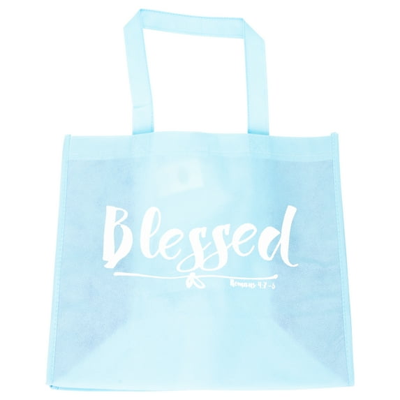 Divinity Boutique Blessed 12 x 12 Inch Reusable Eco-Friendly Tote Bag Sky Blue/Cobalt Blue Pack of 2