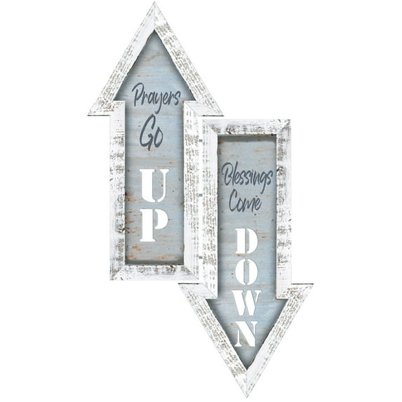 Divinity Boutique Blessings Come Down Grey and White 16.5 x 7.25 Wooden Decorative Arrow Wall Art