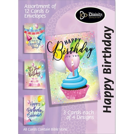 Boxed Birthday Cards - Party Celebrations - Set of 12
