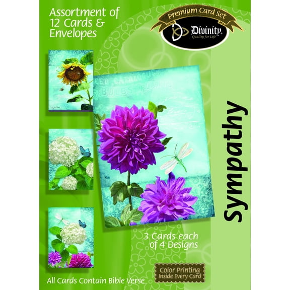 Boxed Sympathy Cards - Garden Flowers - Set of 12 - KJV