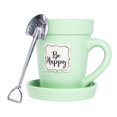 thumbnail image 1 of Green Flower Pot Mug w/Scripture - "Be Happy", 1 of 6
